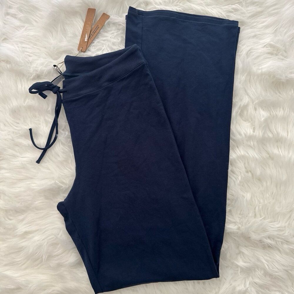 Skims Cotton Jersey Straight Leg Pant Navy Size Medium
